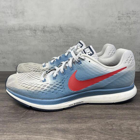 Nike Air Zoom Pegasus 34 Shoes Mens 10 Grey Blue Red Running 880555-016 - Picture 1 of 12